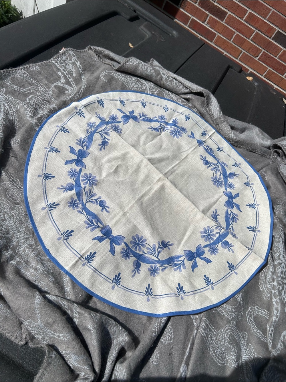 Blue Floral Round Tablecloth - Classic Home Dining Linen